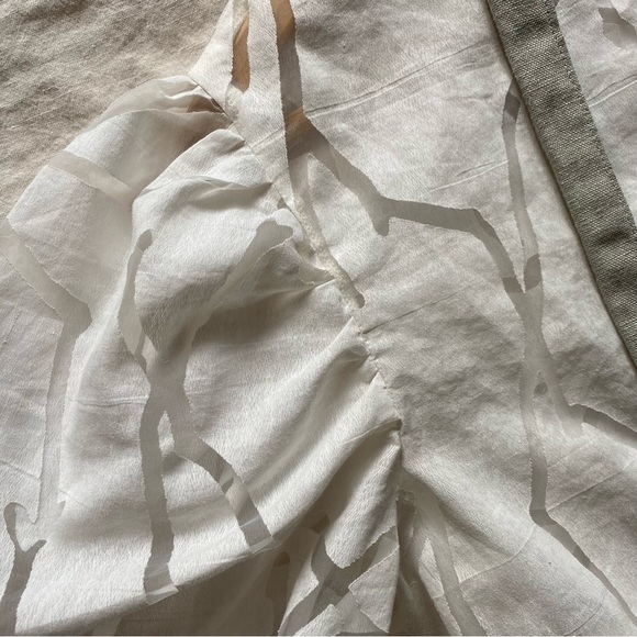 Millie + Lou Semi-sheer upcycled puff sleeve white dress with tie - Picture 2 of 3